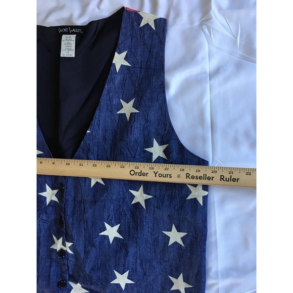Smoke Valley Vest Womens L/XL Blue USA Flag Stars Stripes Patriotic‎ Americana - Picture 8 of 10